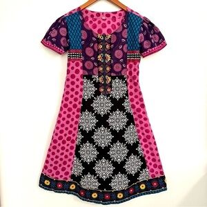 Bohemian Hippie Embroidered Multicolored Dress Size Euro 40 or Us 8 Medium